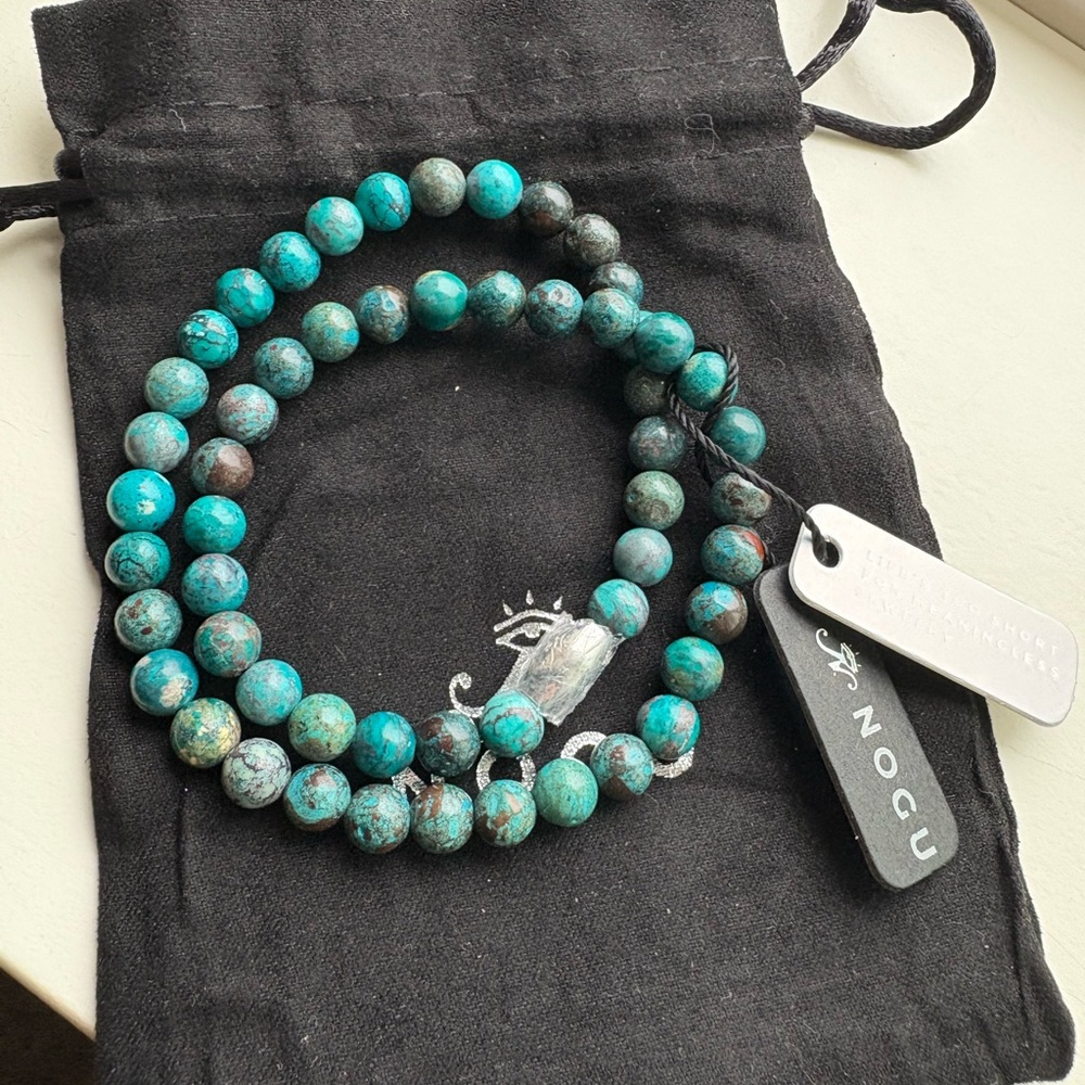 NOGU blue beaded gemstone wrap, new with tags